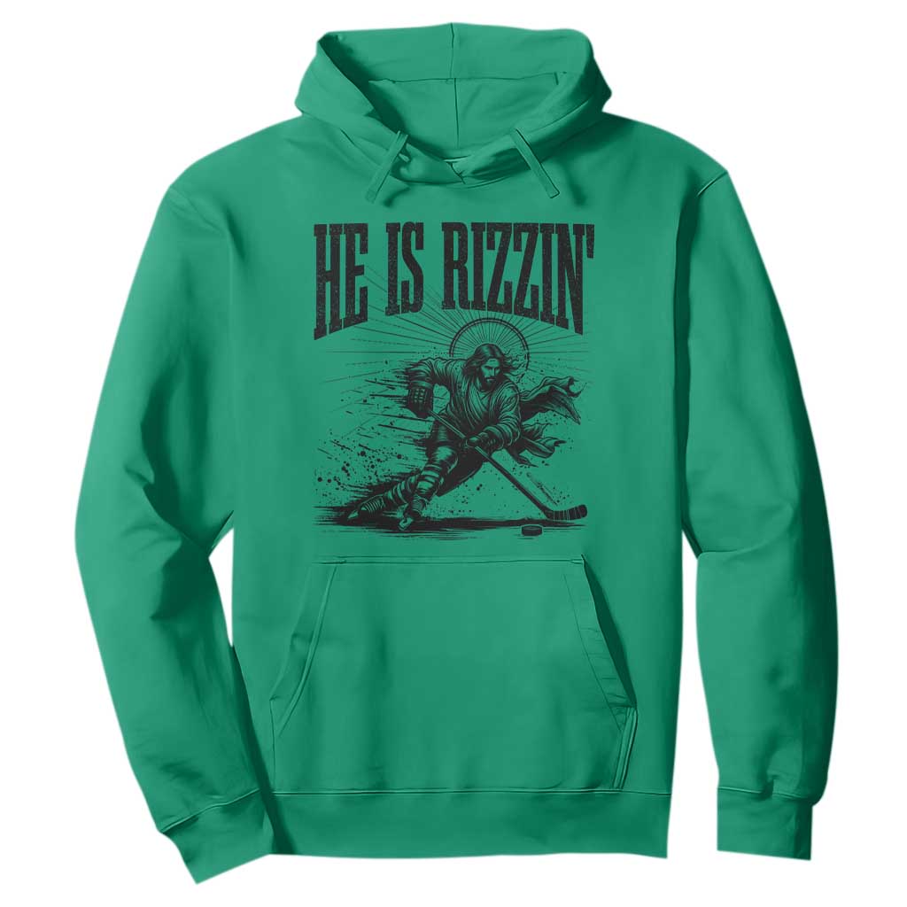 Funny Jesus Hockey Hoodie He Is Rizzin' TS14 Irish Green Print Your Wear