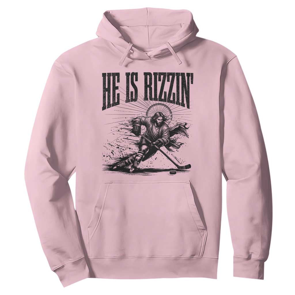Funny Jesus Hockey Hoodie He Is Rizzin' TS14 Light Pink Print Your Wear