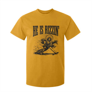 Funny Jesus Hockey T Shirt For Kid He Is Rizzin' TS14 Gold Print Your Wear