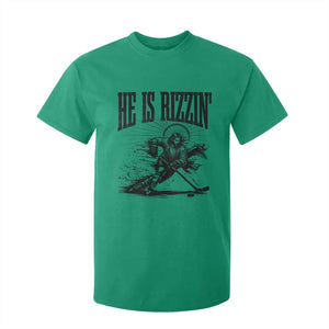 Funny Jesus Hockey T Shirt For Kid He Is Rizzin' TS14 Irish Green Print Your Wear