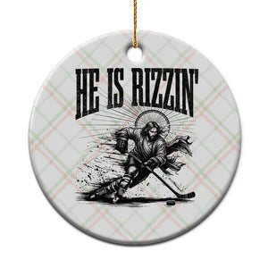 Funny Jesus Hockey Ceramic Ornament He Is Rizzin' TS14 1pc Christmas Plaid Print Your Wear