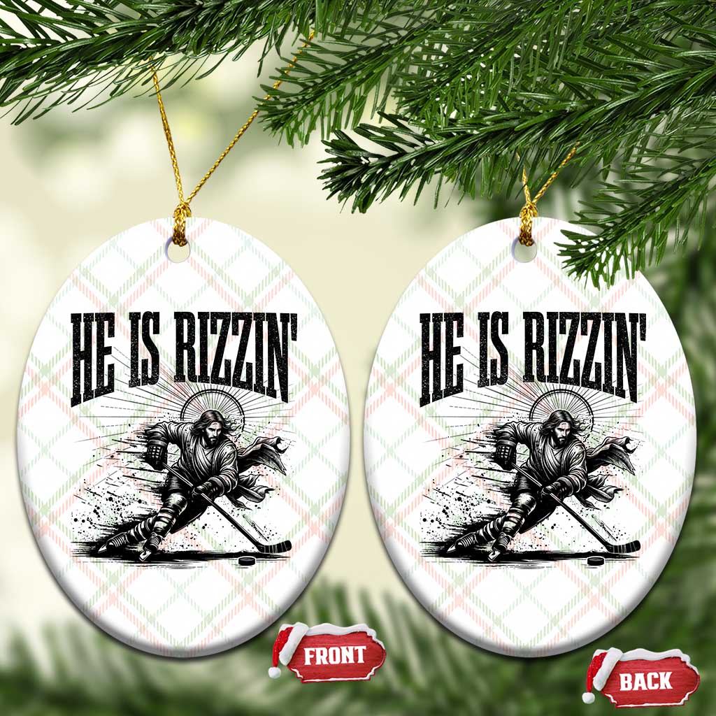 Funny Jesus Hockey Ceramic Ornament He Is Rizzin' TS14 Print Your Wear