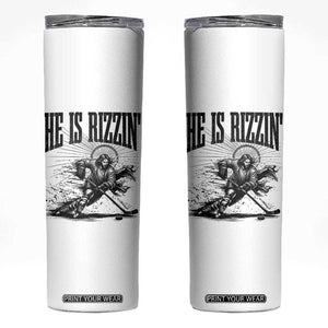 Funny Jesus Hockey Skinny Tumbler He Is Rizzin' TS14 White Print Your Wear