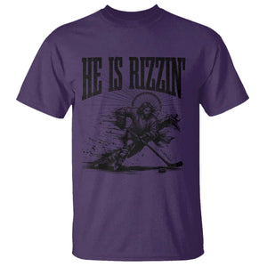 Funny Jesus Hockey T Shirt He Is Rizzin' TS14 Purple Print Your Wear