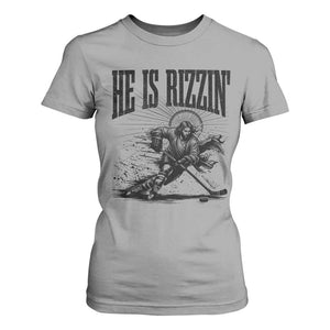 Funny Jesus Hockey T Shirt For Women He Is Rizzin' TS14 Sport Gray Print Your Wear