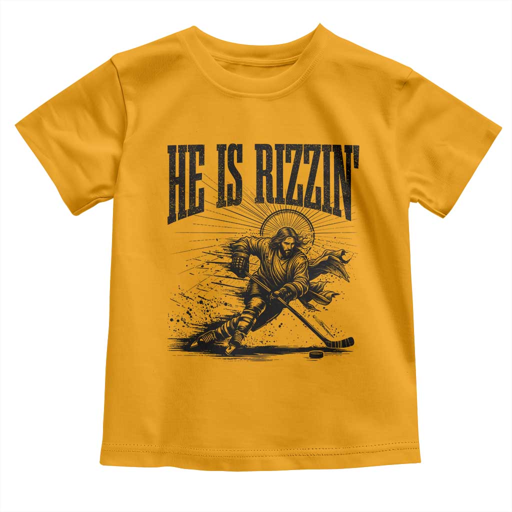 Funny Jesus Hockey Toddler T Shirt He Is Rizzin' TS14 Gold Print Your Wear