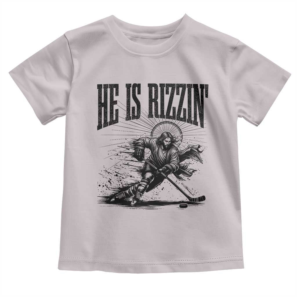 Funny Jesus Hockey Toddler T Shirt He Is Rizzin' TS14 Ice Gray Print Your Wear