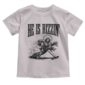 Funny Jesus Hockey Toddler T Shirt He Is Rizzin' TS14 Ice Gray Print Your Wear