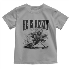 Funny Jesus Hockey Toddler T Shirt He Is Rizzin' TS14 Sport Gray Print Your Wear