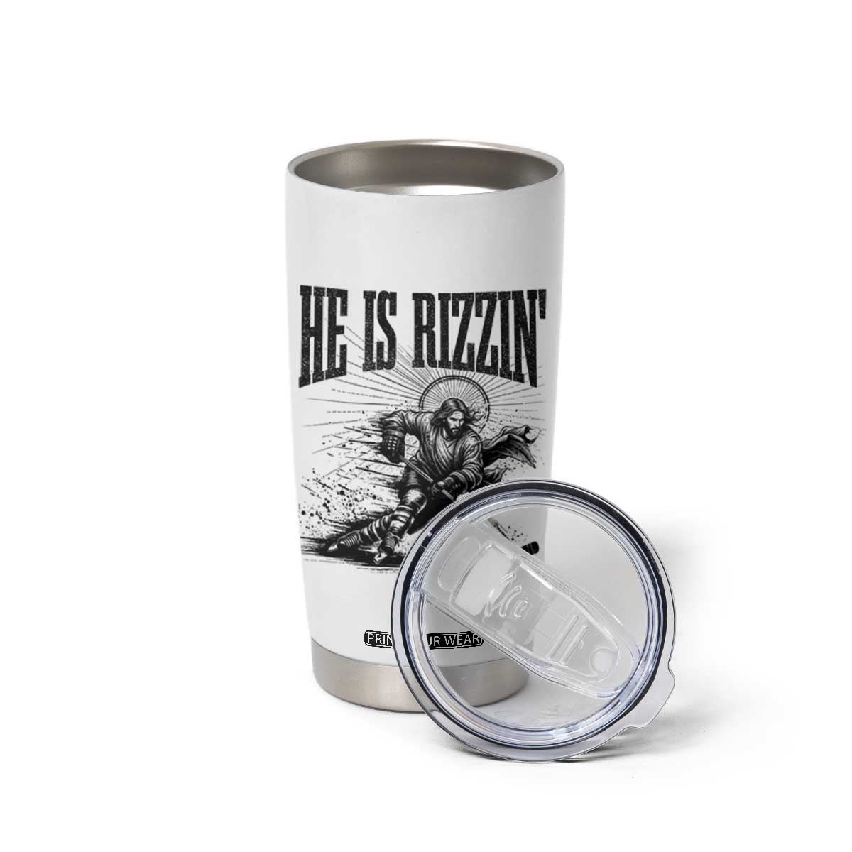 Funny Jesus Hockey Tumbler Cup He Is Rizzin' TS14 Print Your Wear