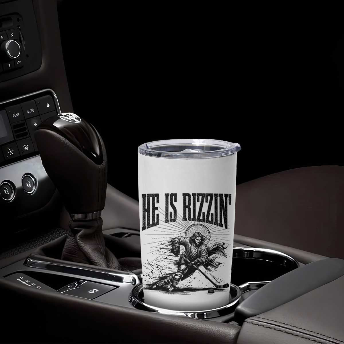 Funny Jesus Hockey Tumbler Cup He Is Rizzin' TS14 Print Your Wear