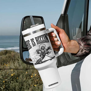 Funny Jesus Hockey Tumbler With Handle He Is Rizzin' TS14 Print Your Wear