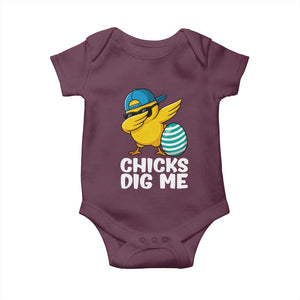 Easter Chicks Dig Me Baby Onesie Cute Chicken Dabbing Egg Hunt Toddler TS14 Maroon Print Your Wear