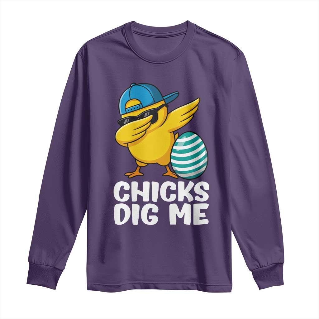 Easter Chicks Dig Me Long Sleeve Shirt Cute Chicken Dabbing Egg Hunt Toddler TS14 Purple Print Your Wear