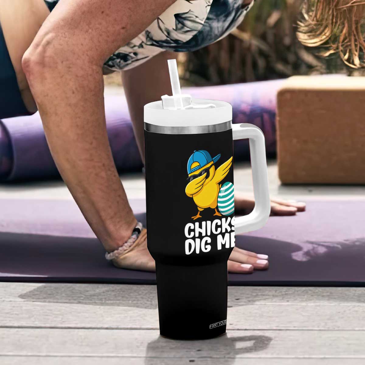 Easter Chicks Dig Me Tumbler With Handle Cute Chicken Dabbing Egg Hunt Toddler TS14 Print Your Wear