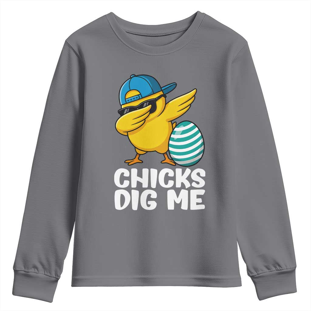 Easter Chicks Dig Me Youth Sweatshirt Cute Chicken Dabbing Egg Hunt Toddler TS14 Charcoal Print Your Wear