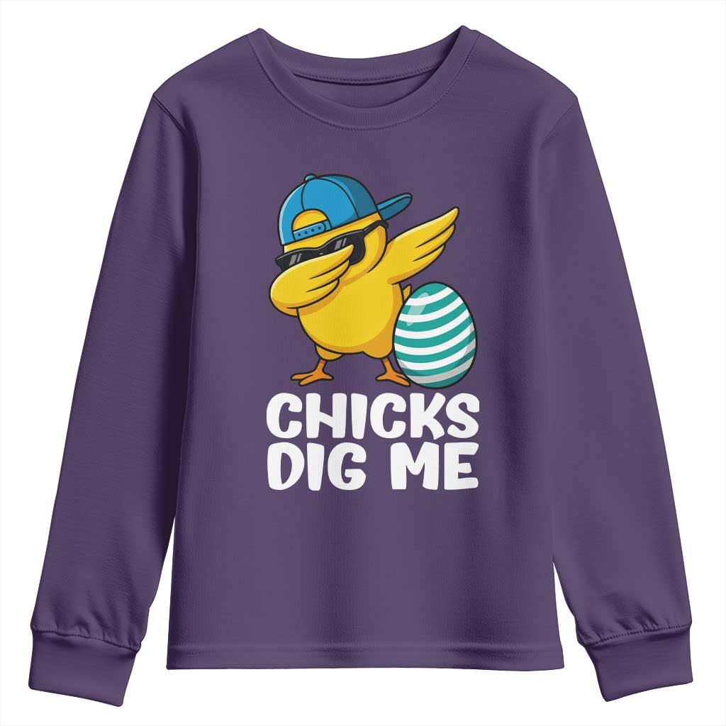Easter Chicks Dig Me Youth Sweatshirt Cute Chicken Dabbing Egg Hunt Toddler TS14 Purple Print Your Wear
