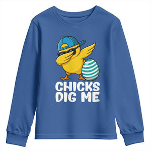 Easter Chicks Dig Me Youth Sweatshirt Cute Chicken Dabbing Egg Hunt Toddler TS14 Royal Blue Print Your Wear