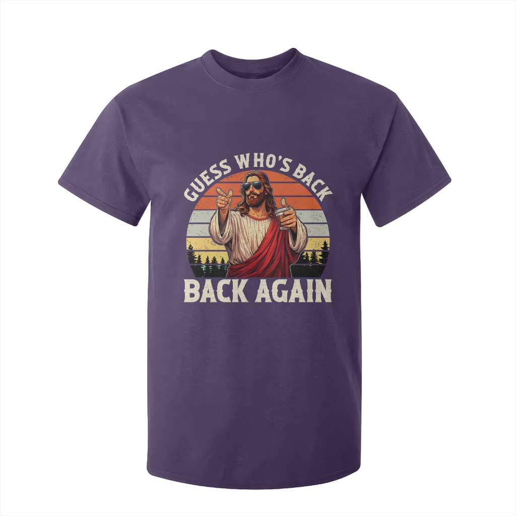 Funny Jesus Easter T Shirt For Kid Guess Who's Back? Back Again Easter TS14 Purple Print Your Wear