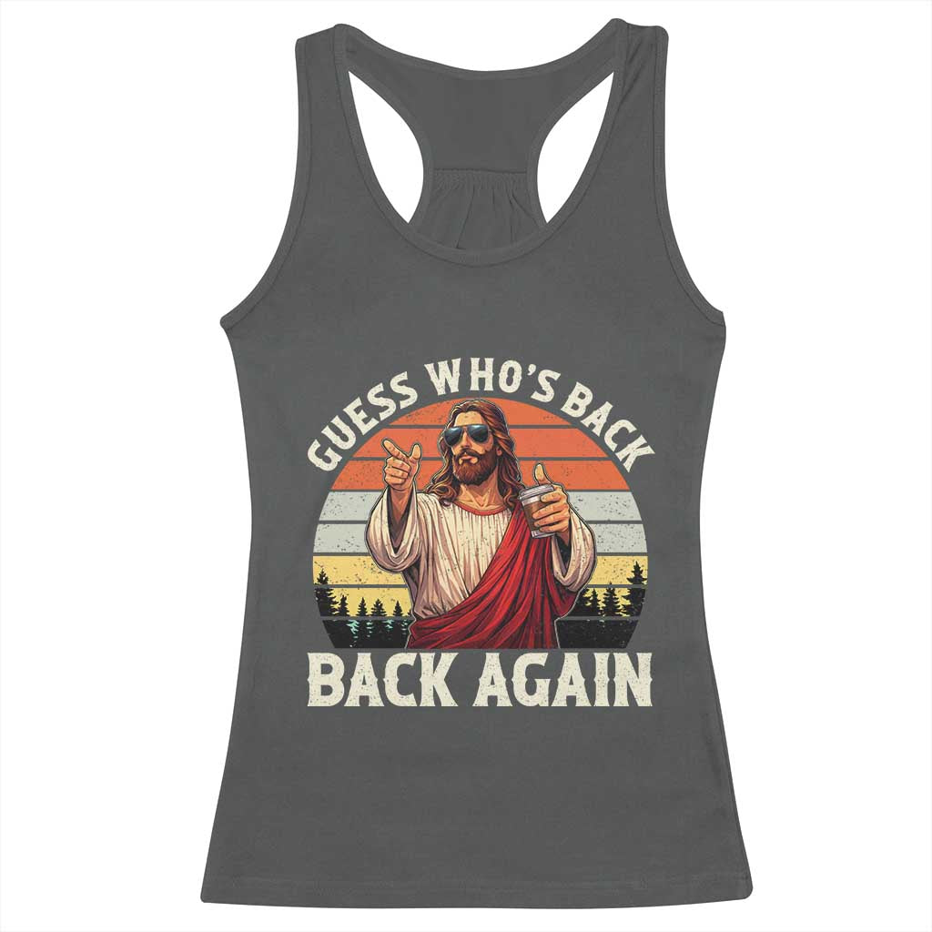 Funny Jesus Easter Racerback Tank Top Guess Who's Back? Back Again Easter TS14 Dark Heather Print Your Wear