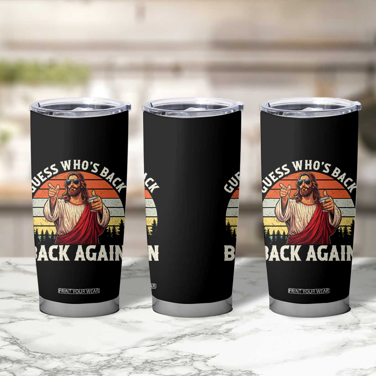 Funny Jesus Easter Tumbler Cup Guess Who's Back? Back Again Easter TS14 Print Your Wear
