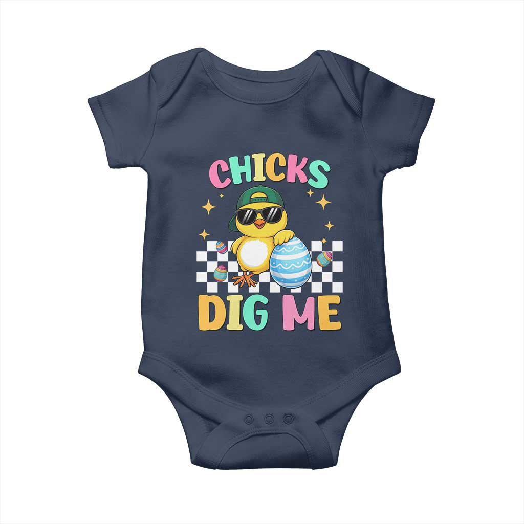 Chicks Dig Me Baby Onesie Funny Easter Chick TS14 Navy Print Your Wear