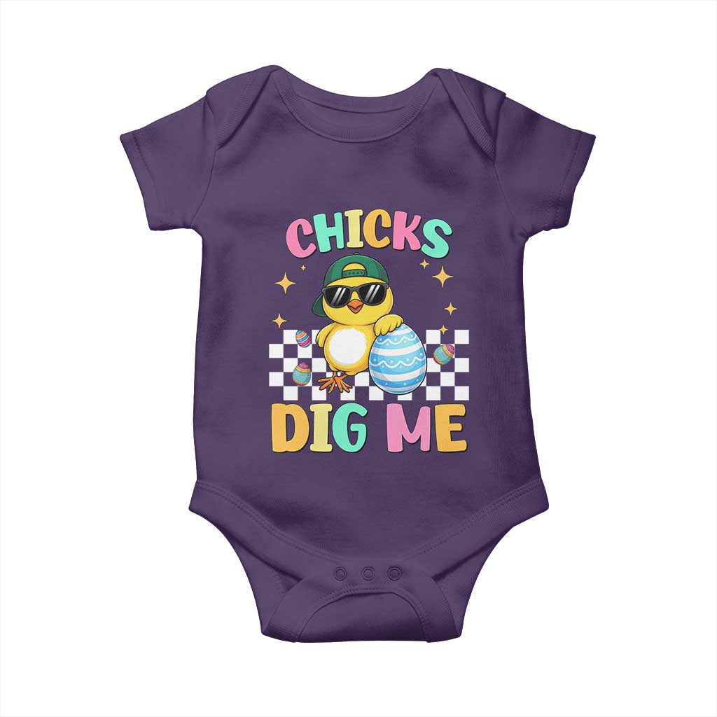 Chicks Dig Me Baby Onesie Funny Easter Chick TS14 Purple Print Your Wear