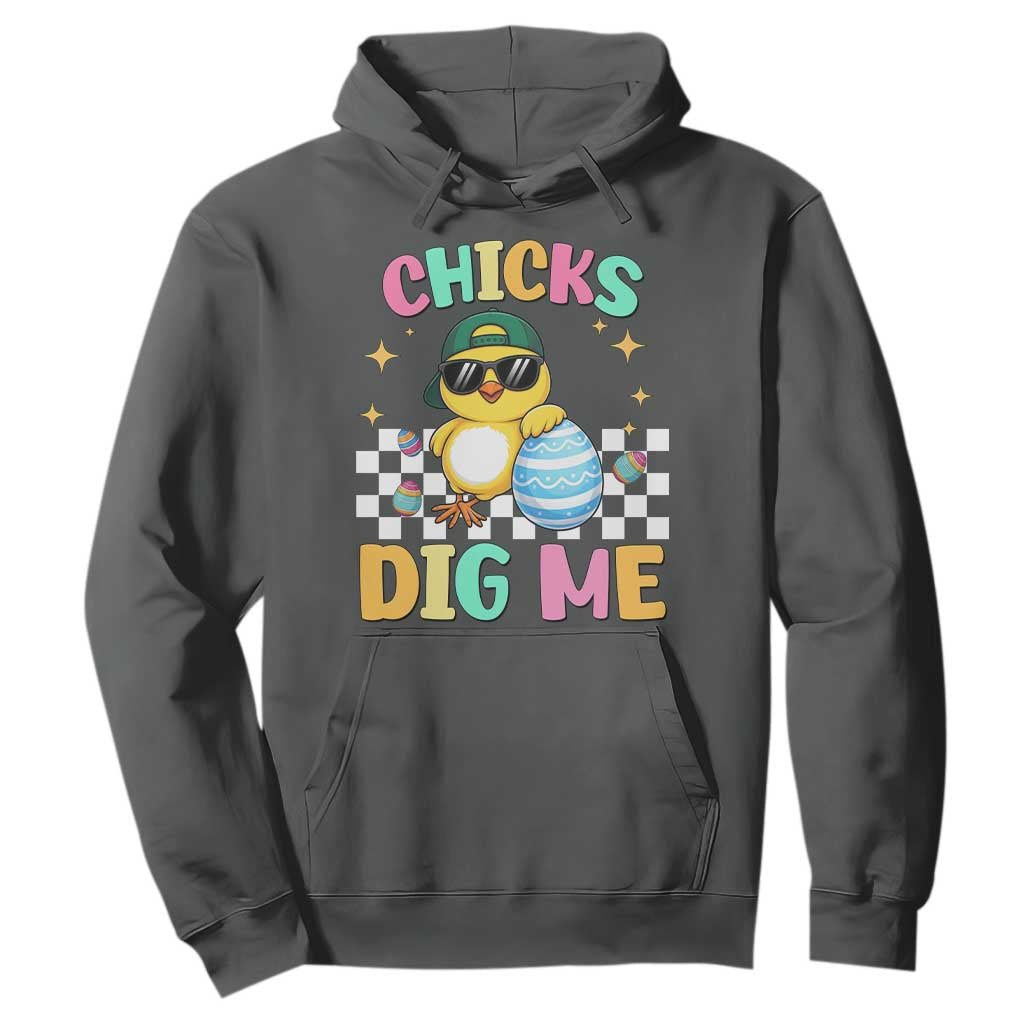 Chicks Dig Me Hoodie Funny Easter Chick TS14 Dark Heather Print Your Wear