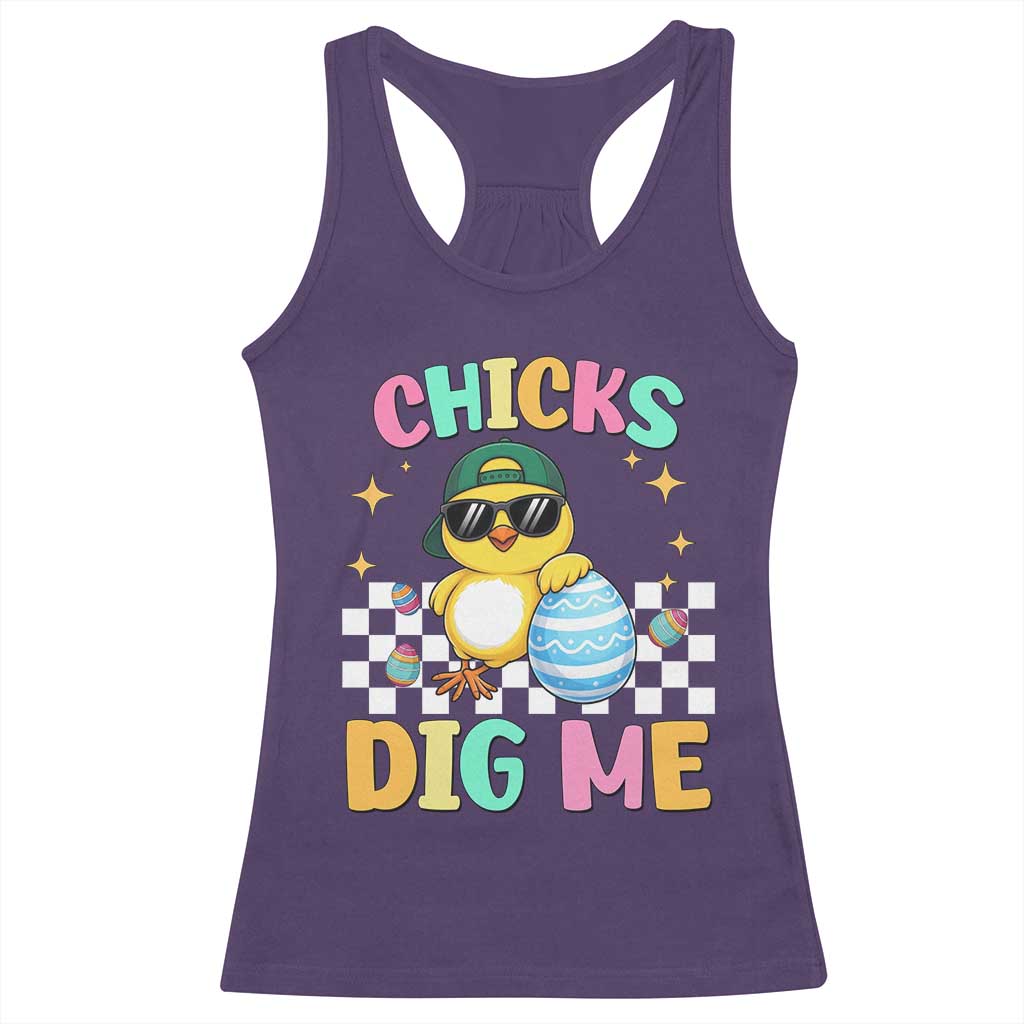 Chicks Dig Me Racerback Tank Top Funny Easter Chick TS14 Purple Print Your Wear