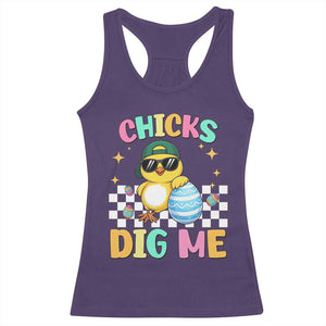 Chicks Dig Me Racerback Tank Top Funny Easter Chick TS14 Purple Print Your Wear