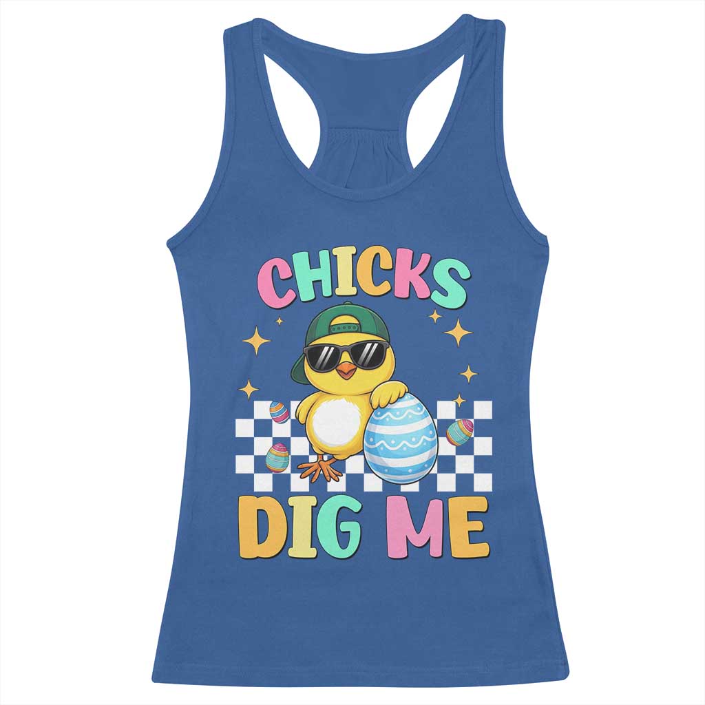 Chicks Dig Me Racerback Tank Top Funny Easter Chick TS14 Royal Blue Print Your Wear