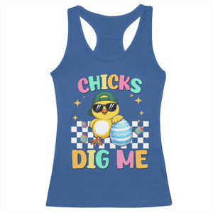 Chicks Dig Me Racerback Tank Top Funny Easter Chick TS14 Royal Blue Print Your Wear