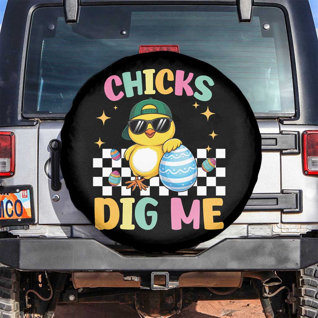 Chicks Dig Me Spare Tire Cover Funny Easter Chick TS14 No hole Black Print Your Wear