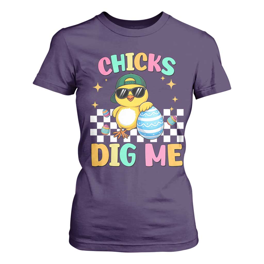 Chicks Dig Me T Shirt For Women Funny Easter Chick TS14 Purple Print Your Wear