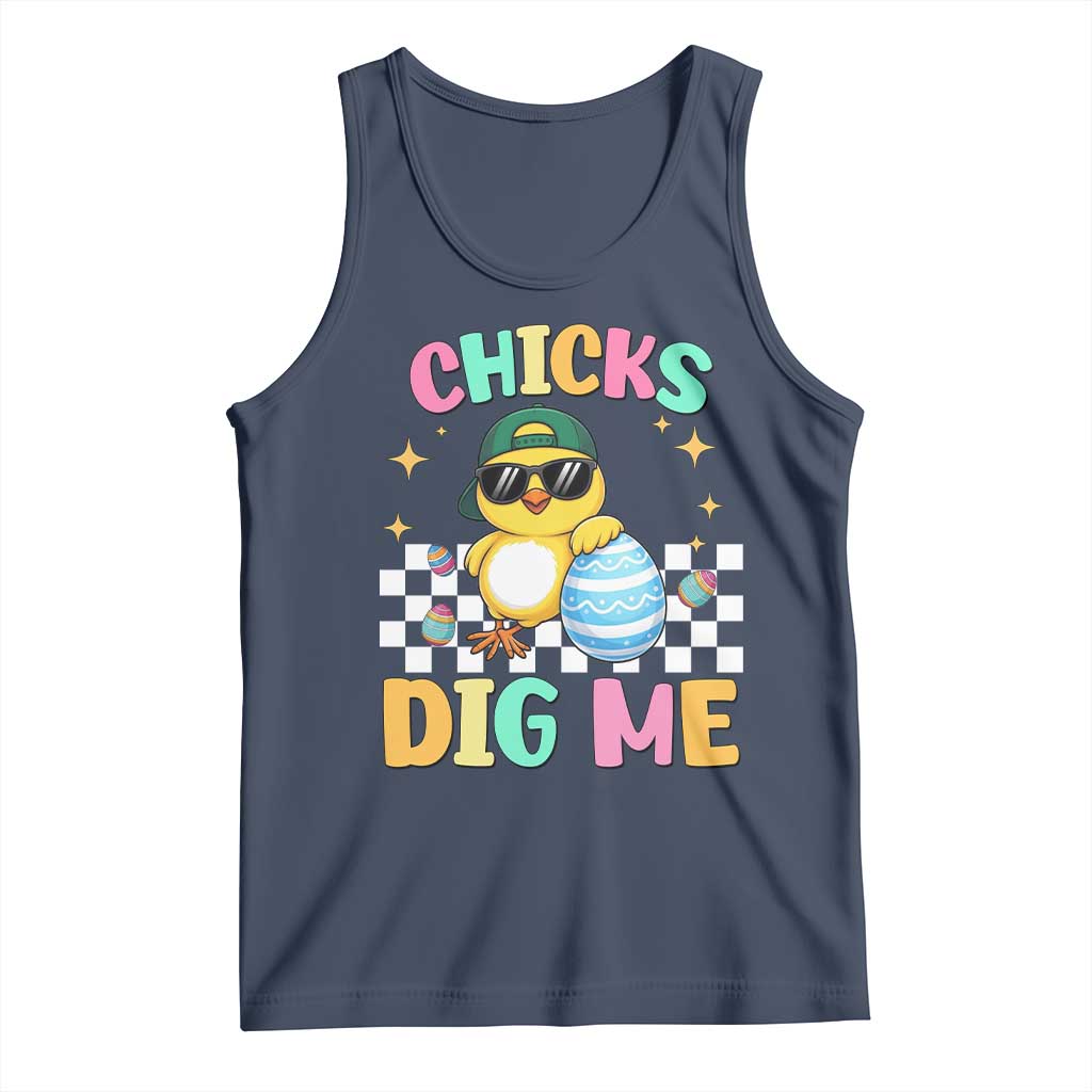 Chicks Dig Me Tank Top Funny Easter Chick TS14 Navy Print Your Wear