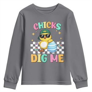 Chicks Dig Me Youth Sweatshirt Funny Easter Chick TS14 Charcoal Print Your Wear