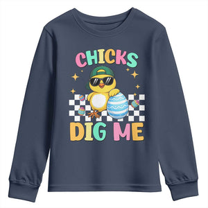 Chicks Dig Me Youth Sweatshirt Funny Easter Chick TS14 Navy Print Your Wear