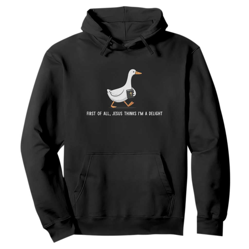 Jesus Thinks I'm A Delight Hoodie Funny Christian Goose Sarcastic TS14 Black Print Your Wear