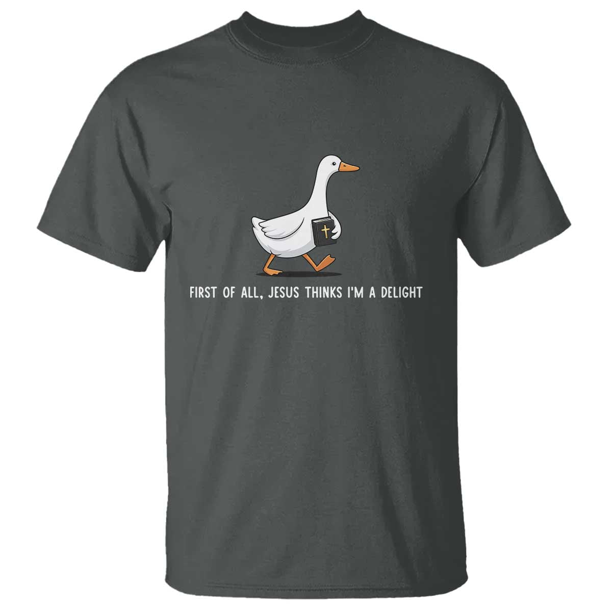 Jesus Thinks I'm A Delight T Shirt Funny Christian Goose Sarcastic TS14 Dark Heather Print Your Wear