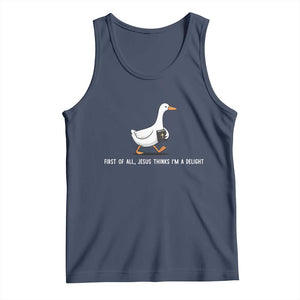 Jesus Thinks I'm A Delight Tank Top Funny Christian Goose Sarcastic TS14 Navy Print Your Wear