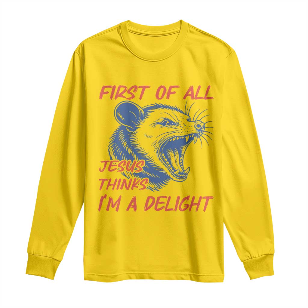 First of All Jesus Thinks I'm A Delight Long Sleeve Shirt Funny Opossum Christian TS14 Daisy Print Your Wear
