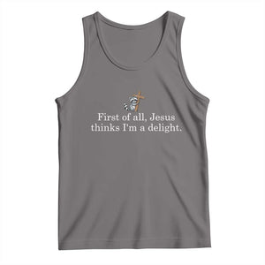 Jesus Thinks I'm A Delight Tank Top Funny Christian Raccoon Sarcastic TS14 Deep Heather Print Your Wear
