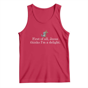 Jesus Thinks I'm A Delight Tank Top Funny Christian Raccoon Sarcastic TS14 Red Print Your Wear