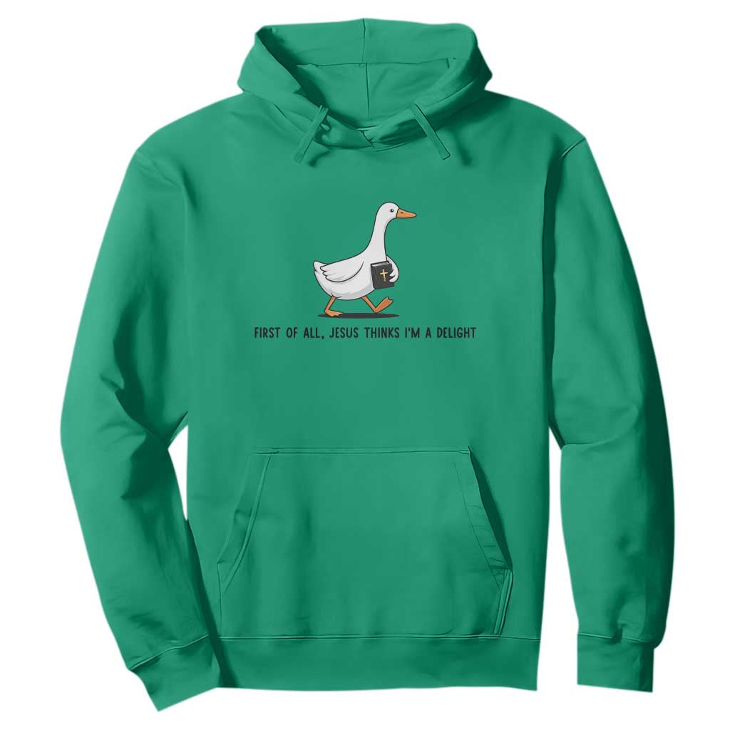 Funny Christian Goose Hoodie Jesus Thinks I'm A Delight TS14 Irish Green Print Your Wear