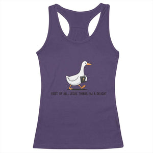 Funny Christian Goose Racerback Tank Top Jesus Thinks I'm A Delight TS14 Purple Print Your Wear