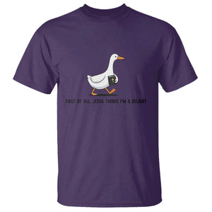 Funny Christian Goose T Shirt Jesus Thinks I'm A Delight TS14 Purple Print Your Wear