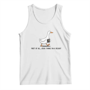 Funny Christian Goose Tank Top Jesus Thinks I'm A Delight TS14 White Print Your Wear