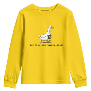 Funny Christian Goose Youth Sweatshirt Jesus Thinks I'm A Delight TS14 Daisy Print Your Wear