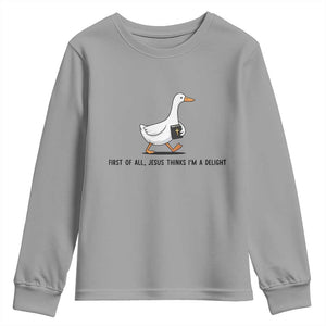 Funny Christian Goose Youth Sweatshirt Jesus Thinks I'm A Delight TS14 Sport Gray Print Your Wear