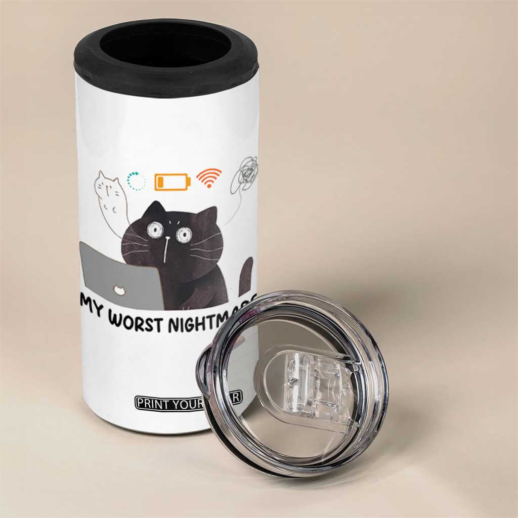 My Worst Nightmare 4 in 1 Can Cooler Tumbler Funny Cat Gaming Wifi Loading Hurmor TS14 Print Your Wear
